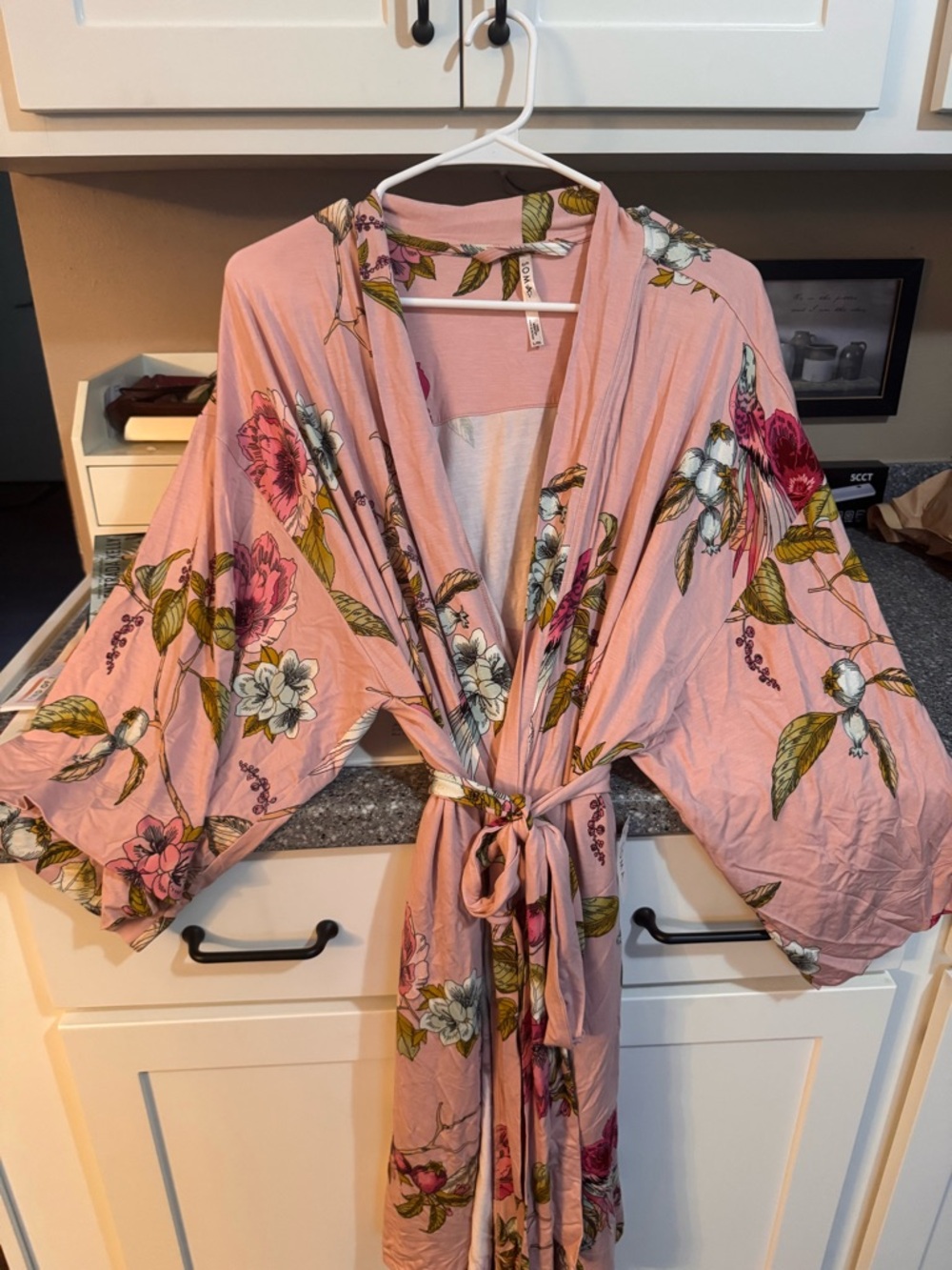 Soma Pink Floral Satin-Feel Robe